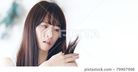 Woman who cares about split ends Woman who cares about split ends 79907996
