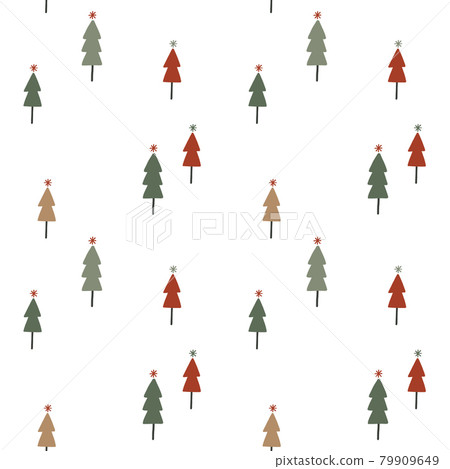 Simple seamless pattern of hand drawn tree 79909649
