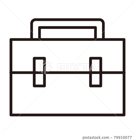Simple business bag black and white thin line icon / white background 79910077
