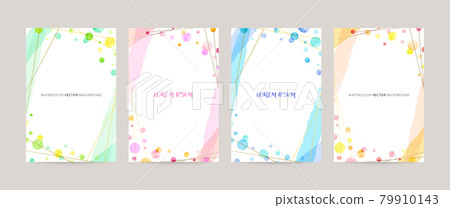 Watercolor dot decoration card set: pastel colors 79910143