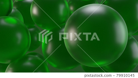 Green translucent spheres for the background 3d-rendering 79910145