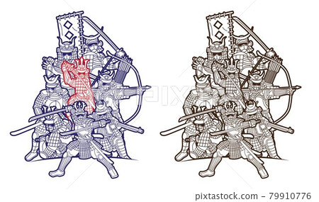 Group of Samurai Warrior Ronin with Weapon and... - Stock Illustration  [79910776] - PIXTA