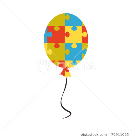 Autism sign emblem in look of air balloon with puzzle, flat vector illustration. Autism sign emblem in look of air balloon with puzzle, flat vector illustration. 79911065