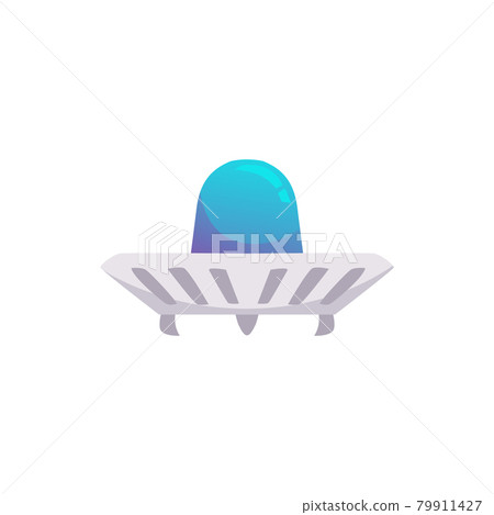Ufo spaceship for space games or prints, flat vector illustration isolated. Ufo spaceship for space games or prints, flat vector illustration isolated. 79911427