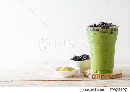 green tea latte with bubble green tea latte with bubble 79923797