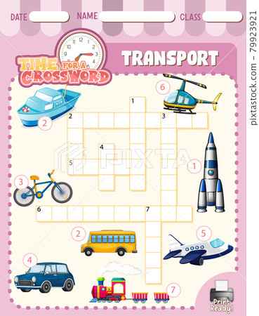 Crossword puzzle game template about transportation 79923921