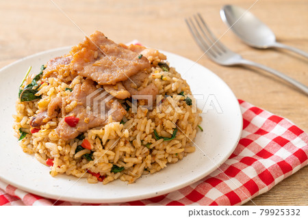 fried rice with Thai basil and pork fried rice with Thai basil and pork 79925332