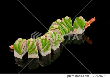 Sushi rolls with shrimp, cream cheese, avocado and Japanese mayonnaise Sushi rolls with shrimp, cream cheese, avocado and Japanese mayonnaise 79928238