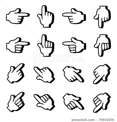 Arrow hand shadowed icon set - Stock Illustration [79930856] - PIXTA