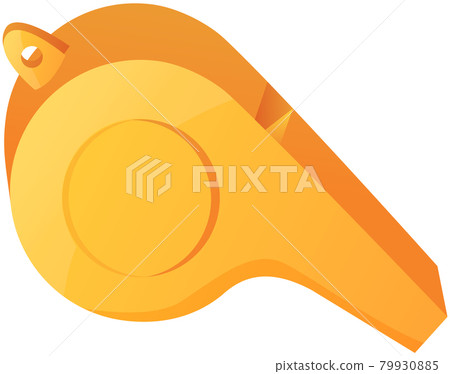Sports whistle or whistle blower concept icon. Metal referees equipment to produce signal sound Sports whistle or whistle blower concept icon. Metal referees equipment to produce signal sound 79930885