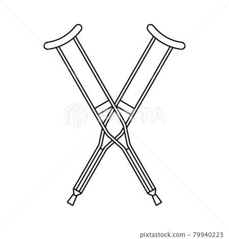 Vector flat outline crossed invalid crutch Vector flat outline crossed invalid crutch 79940223