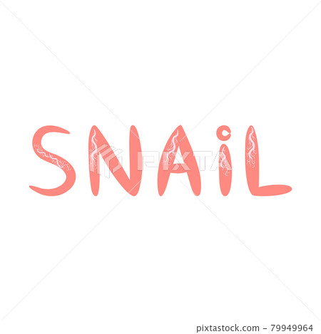 Pink lettering Snail Scandinavian style, hand drawn 79949964