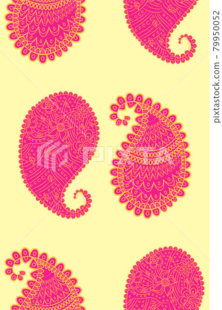 Turkish cucumber pattern in classic style. Traditional motif. Abstract retro texture. Vintage print. 79950052