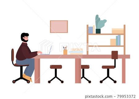 Businessman communicates via online conference flat vector illustration isolated. Businessman communicates via online conference flat vector illustration isolated. 79953372