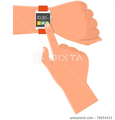 Smartwatch on hand icon vector isolated on white Smartwatch on hand icon vector isolated on white 79954323