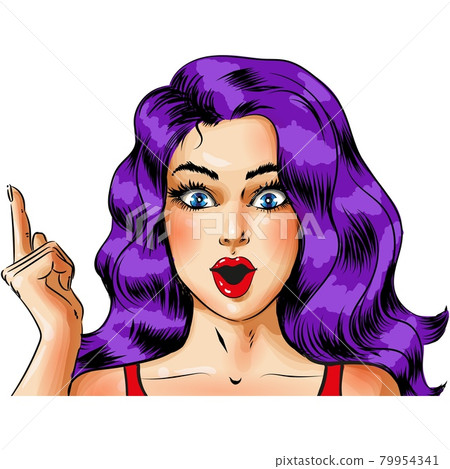 Pop art woman surprised vector comic cartoon 79954341