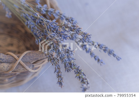 Lavender potpourri in a basket, basket and dry lavender, potpourri, Lavender potpourri in a basket, basket and dry lavender, potpourri, 79955354