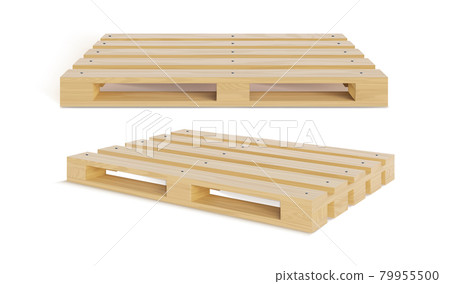 Realistic Detailed 3d Wooden Pallet Set. Vector Realistic Detailed 3d Wooden Pallet Set. Vector 79955500