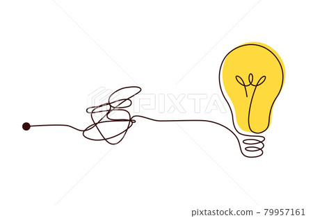 Complex scribble lines knot simplified into light bulb. Complex scribble lines knot simplified into light bulb. 79957161