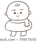 Line drawing of a baby with a float 79957656