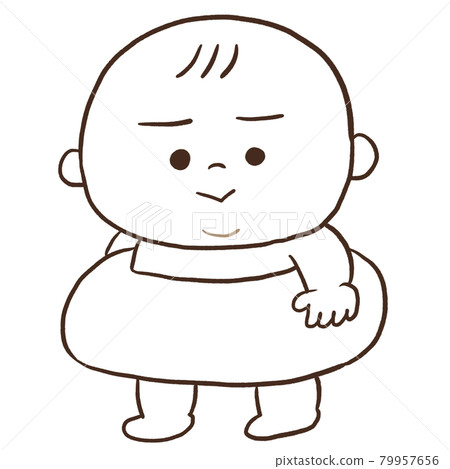 Line drawing of a baby with a float 79957656