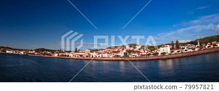 Sea view to Horta marina and city, Faial island, Azores, Portugal Sea view to Horta marina and city, Faial island, Azores, Portugal 79957821