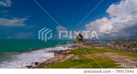 Landscape view from the roof of Elmina castle and fortress, Ghana Landscape view from the roof of Elmina castle and fortress, Ghana 79957840