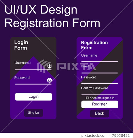 Set of Sign Up and Sign In forms. Registration and login forms page. Professional web design, full set of elements. User-friendly design materials. 79958431