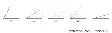 Angle icons set. Math geometric design element. 180 60, 45 30, 15 degree measure. Triangle sign. Technical architect blank. Trigonometry templates. Vector illustration Angle icons set. Math geometric design element. 180 60, 45 30, 15 degree measure. Triangle sign. Technical architect blank. Trigonometry templates. Vector illustration 79959012