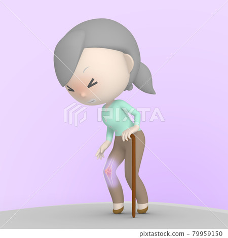 old woman feel knee bones injury 79959150