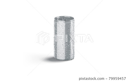 Blank silver aluminum narrow 280 ml soda can with drops mockup 79959457