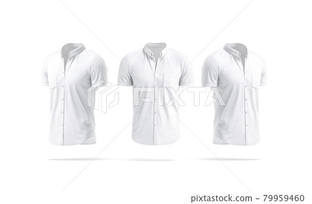 Blank white short sleeve button down shirt mockup, front side 79959460