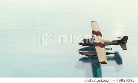 Retro seaplane . 3D render Retro seaplane . 3D render 79959586