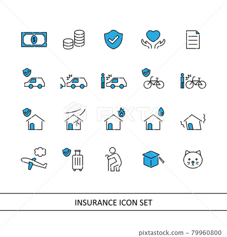 保險插圖圖標集（白色背景、矢量、裁剪） 79960800