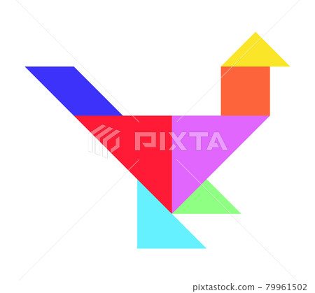 Color tangram puzzle in bird shape on white background 79961502