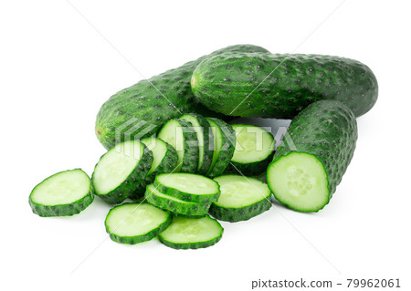 cucumber sliced isolated on white background 79962061