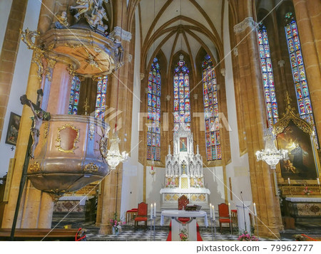 Beautiful interior of the pilgrimage Church Maria Strassengel, a 14th century Gothic church in the town of Judendorf Strassengel near Graz, Styria region, Austria 79962777