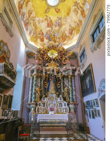 Beautiful interior of the pilgrimage Church Maria Strassengel, a 14th century Gothic church in the town of Judendorf Strassengel near Graz, Styria region, Austria 79962778