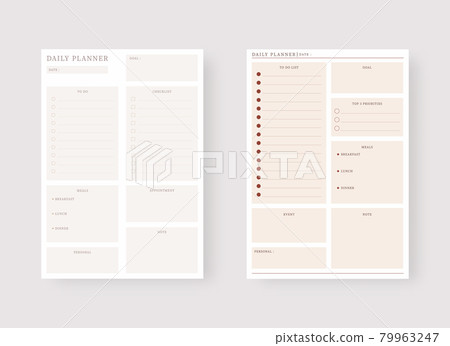 Modern planner template set. Set of planner and to do list. Daily planner template. Vector illustration. 79963247