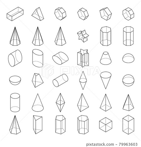 Set of 3D geometric shapes. 79963603