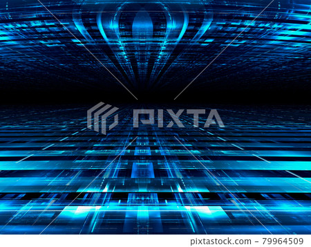 Abstract blue 3d illustration - perspective background in tech style 79964509