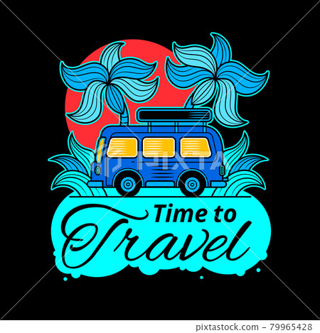 Travel typographic banner with inspirational quote It s time to travel , sun, sea waves, ocean on white background in blue colors. Vector hand drawn template Travel typographic banner with inspirational quote It s time to travel , sun, sea waves, ocean on white background in blue colors. Vector hand drawn template 79965428