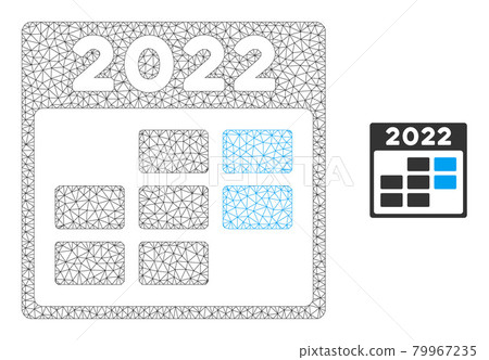 2022 Week Calendar Vector Mesh Network Model - Stock Illustration ...