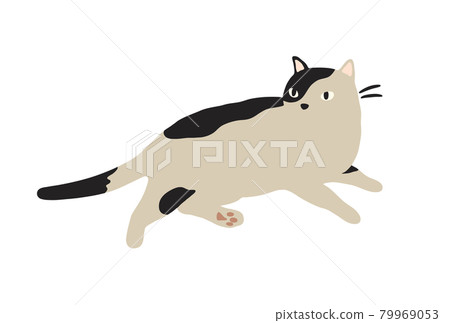 一隻放鬆的貓-斑紋貓的插圖 79969053