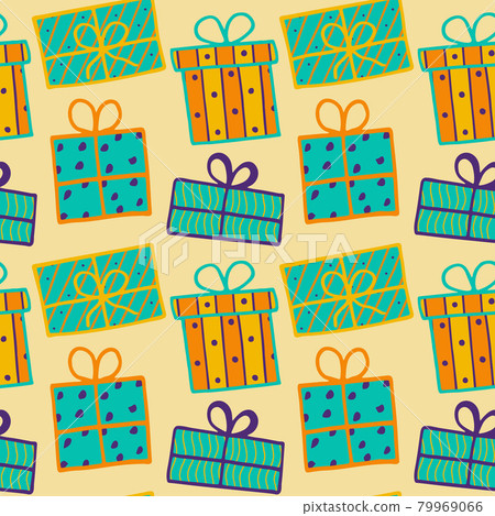 Bright festive gift box vector seamless pattern Bright festive gift box vector seamless pattern 79969066