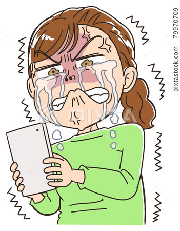 A woman who trembles with regret and tears A woman who trembles with regret and tears 79970709