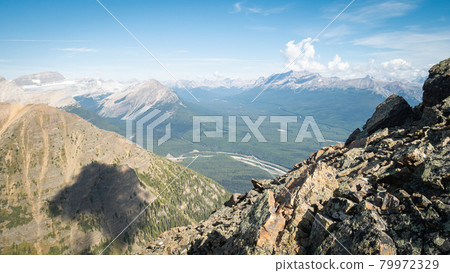 Mountain ranges and valley view, shot at Mount St. Piran summit, Banff National Park, Alberta, Canada Mountain ranges and valley view, shot at Mount St. Piran summit, Banff National Park, Alberta, Canada 79972329