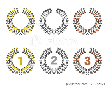 Laurel medal illustration set 79972471