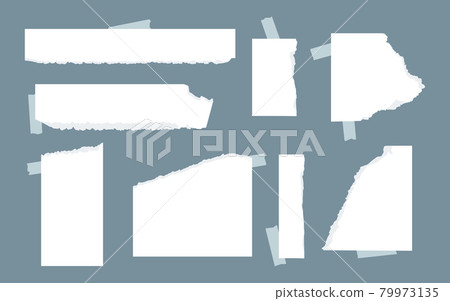 Pieces white torn paper scotch tape set vector Pieces white torn paper scotch tape set vector 79973135