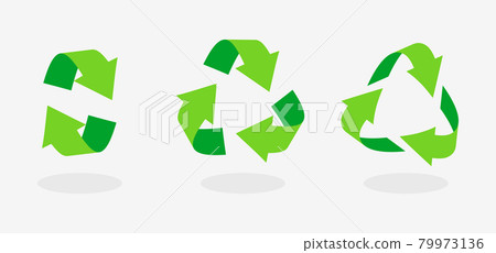Green triangular recycle eco arrow icon set vector Green triangular recycle eco arrow icon set vector 79973136